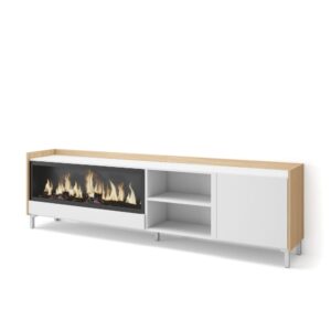 wohnli-moebel-suche-M26043545 Wohnli Möbelsuche - TV-Möbel Holzeffekt weiß und eiche 212x35x61cm Kamin mit Feuereffekt