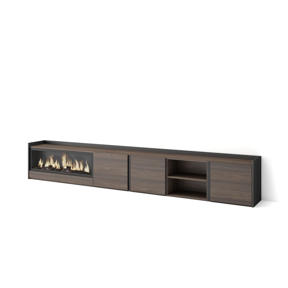 wohnli-moebel-suche-M26043547 Wohnli Möbelsuche - TV-Möbel Holzeffekt eiche schwarz 315x35x50cm Kamin mit Feuereffekt