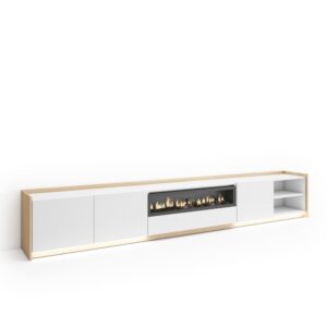 wohnli-moebel-suche-M26043549 Wohnli Möbelsuche - TV-Möbel Holzeffekt weiß und eiche 310x37x50cm Kamin mit Feuereffekt
