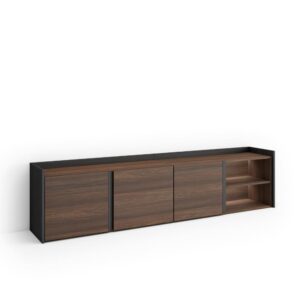Wohnli Möbelsuche - TV-Möbel Holzeffekt dunkler eiche und schwarz 207x35x50cm mit Led