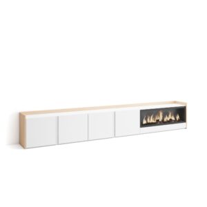 wohnli-moebel-suche-M26043551 Wohnli Möbelsuche - TV-Möbel Holzeffekt weiß und eiche 315x35x50cm Kamin mit Feuereffekt