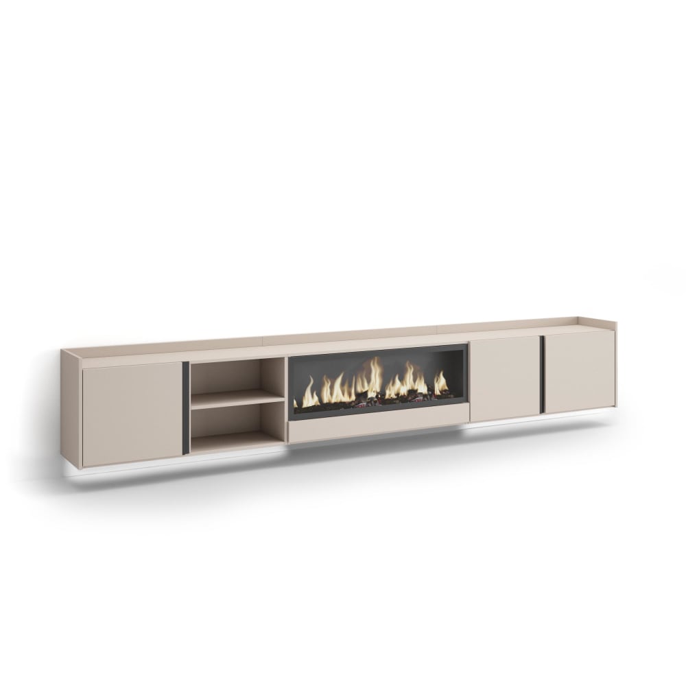 wohnli-moebel-suche-M26043556 Wohnli Möbelsuche - TV-Möbel Holzeffekt beige 315x35x50cm Kamin mit Feuereffekt XXL