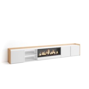 wohnli-moebel-suche-M26043557 Wohnli Möbelsuche - TV-Möbel Holzeffekt weiß und eiche 315x35x50cm Kamin mit Feuereffekt