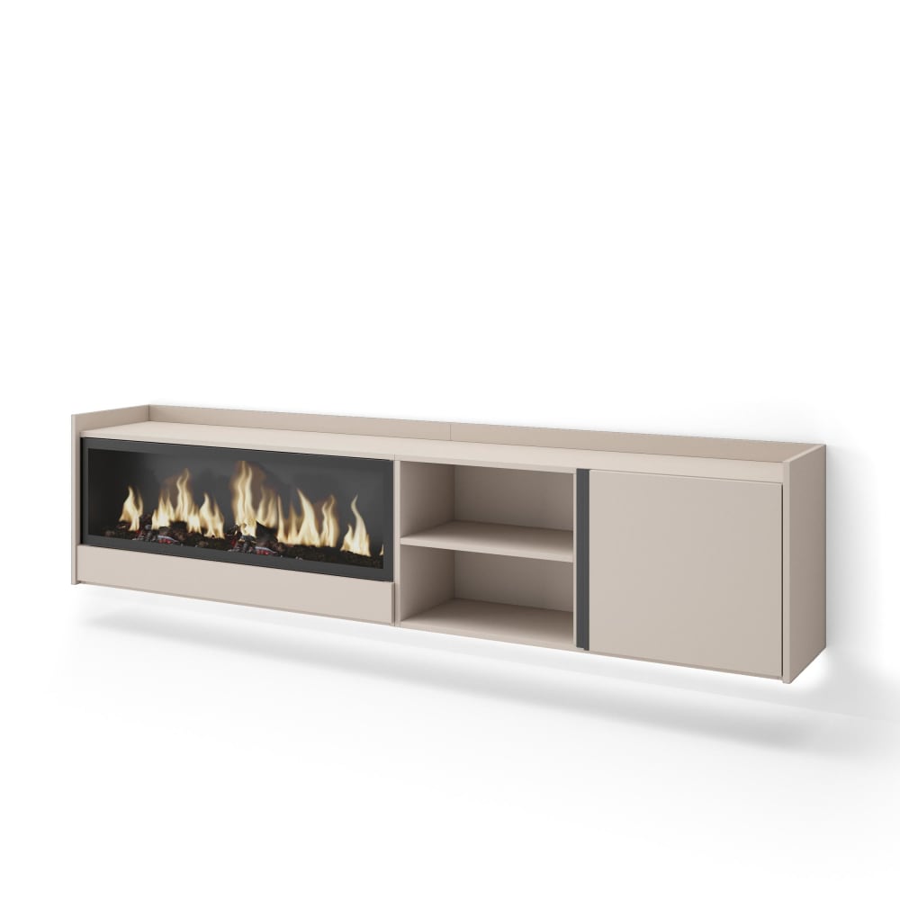 wohnli-moebel-suche-M26043558 Wohnli Möbelsuche - TV-Möbel Holzeffekt beige 212x35x50cm Kamin mit Feuereffekt XXL
