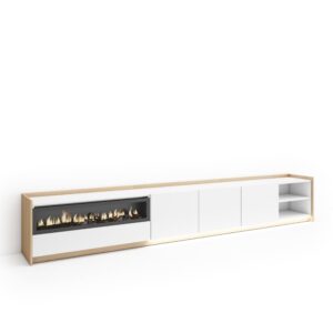 wohnli-moebel-suche-M26043559 Wohnli Möbelsuche - TV-Möbel Holzeffekt weiß und eiche 310x37x50cm Kamin mit Feuereffekt