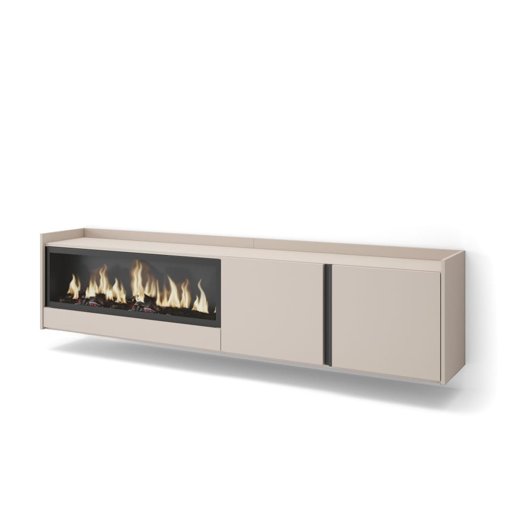 wohnli-moebel-suche-M26043560 Wohnli Möbelsuche - TV-Möbel Holzeffekt beige 212x35x50cm Kamin mit Feuereffekt XXL