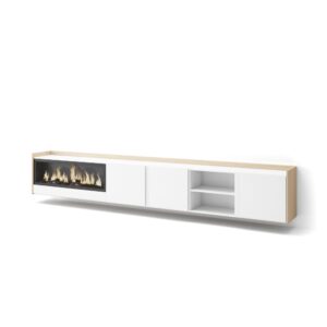 wohnli-moebel-suche-M26043561 Wohnli Möbelsuche - TV-Möbel Holzeffekt weiß und eiche 315x35x50cm Kamin mit Feuereffekt
