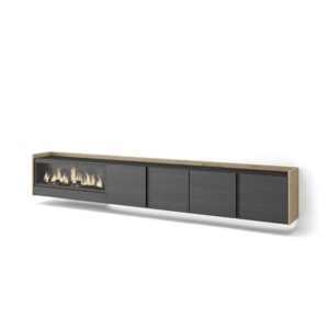 wohnli-moebel-suche-M26043562 Wohnli Möbelsuche - TV-Möbel Holzeffekt schwarz eiche 315x35x50cm Kamin mit Feuereffekt