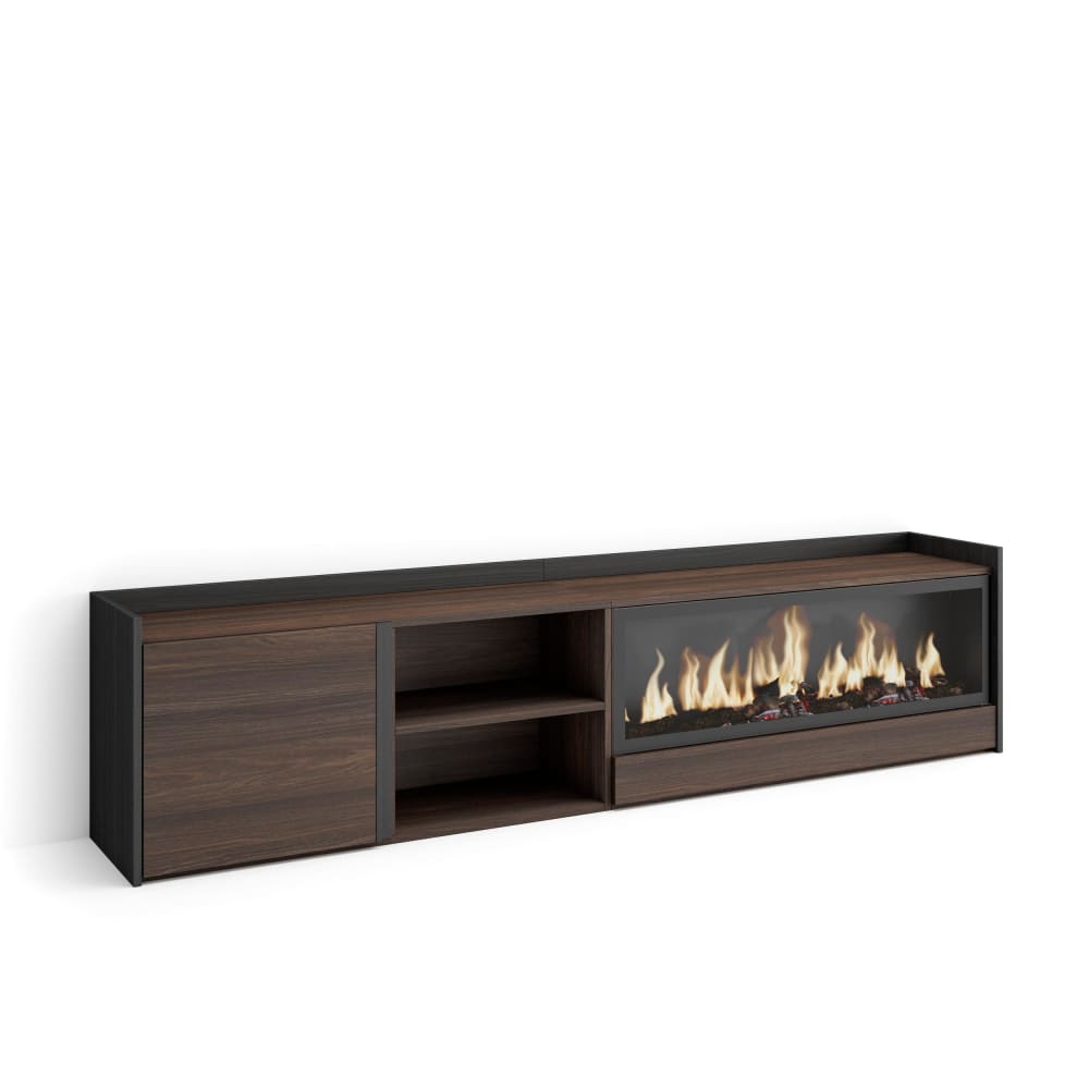 wohnli-moebel-suche-M26043563 Wohnli Möbelsuche - TV-Möbel Holzeffekt eiche schwarz 212x35x50cm Kamin mit Feuereffekt