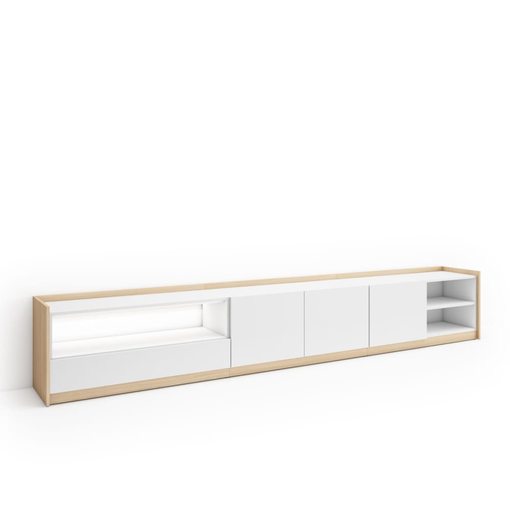 wohnli-moebel-suche-M26043564 Wohnli Möbelsuche - TV-Möbel Holzeffekt weiß und eiche 310x37x50cm mit Led