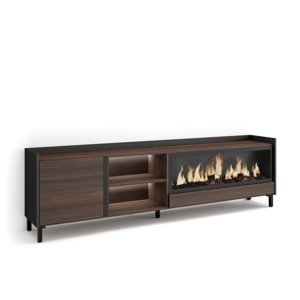 wohnli-moebel-suche-M26043569 Wohnli Möbelsuche - TV-Möbel Holzeffekt eiche schwarz 212x35x61cm Kamin mit Feuereffekt
