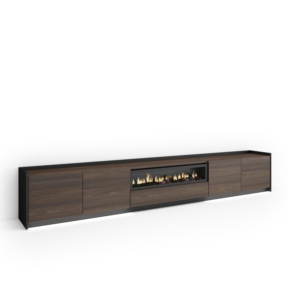wohnli-moebel-suche-M26043572 Wohnli Möbelsuche - TV-Möbel Holzeffekt eiche schwarz 310x37x50cm Kamin mit Feuereffekt