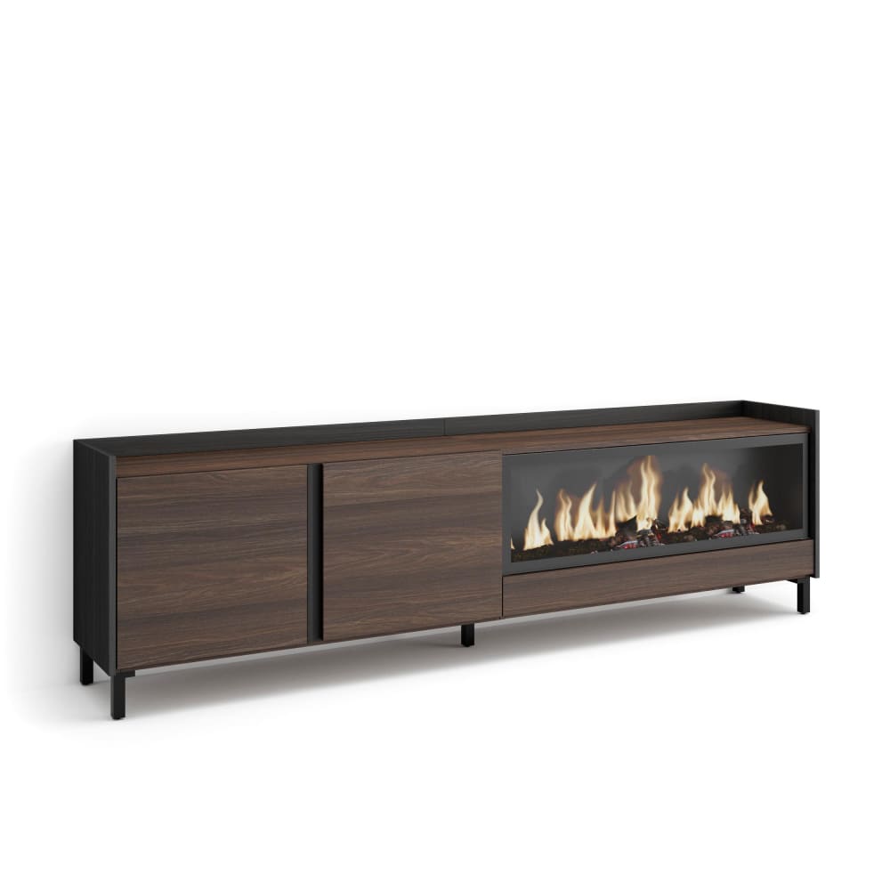 wohnli-moebel-suche-M26043576 Wohnli Möbelsuche - TV-Möbel Holzeffekt eiche schwarz 212x35x61cm Kamin mit Feuereffekt