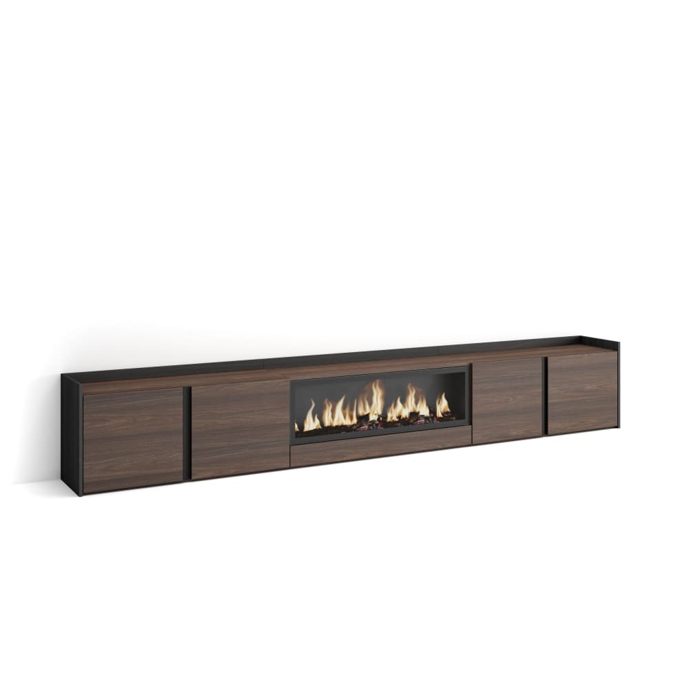 wohnli-moebel-suche-M26043577 Wohnli Möbelsuche - TV-Möbel Holzeffekt eiche schwarz 315x35x50cm Kamin mit Feuereffekt