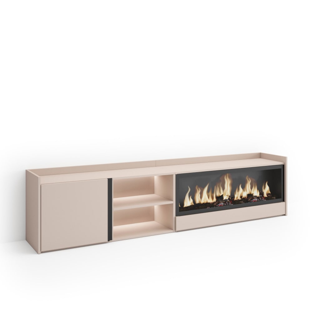 wohnli-moebel-suche-M26043583 Wohnli Möbelsuche - TV-Möbel Holzeffekt beige 212x35x50cm Kamin mit Feuereffekt XXL