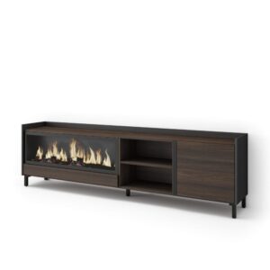 wohnli-moebel-suche-M26043584 Wohnli Möbelsuche - TV-Möbel Holzeffekt eiche schwarz 212x35x61cm Kamin mit Feuereffekt