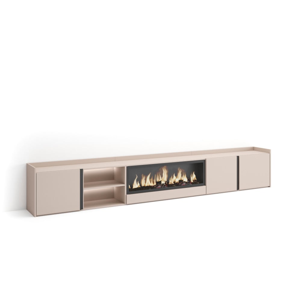 wohnli-moebel-suche-M26043586 Wohnli Möbelsuche - TV-Möbel Holzeffekt beige 315x35x50cm Kamin mit Feuereffekt XXL