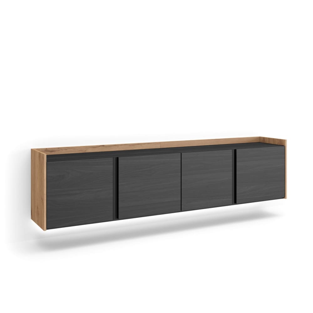 Wohnli Möbelsuche - TV-Möbel Holzeffekt schwarz und eiche 207x35x50cm Hängend