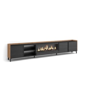 wohnli-moebel-suche-M26043590 Wohnli Möbelsuche - TV-Möbel Holzeffekt schwarz eiche 315x35x61cm Kamin mit Feuereffekt