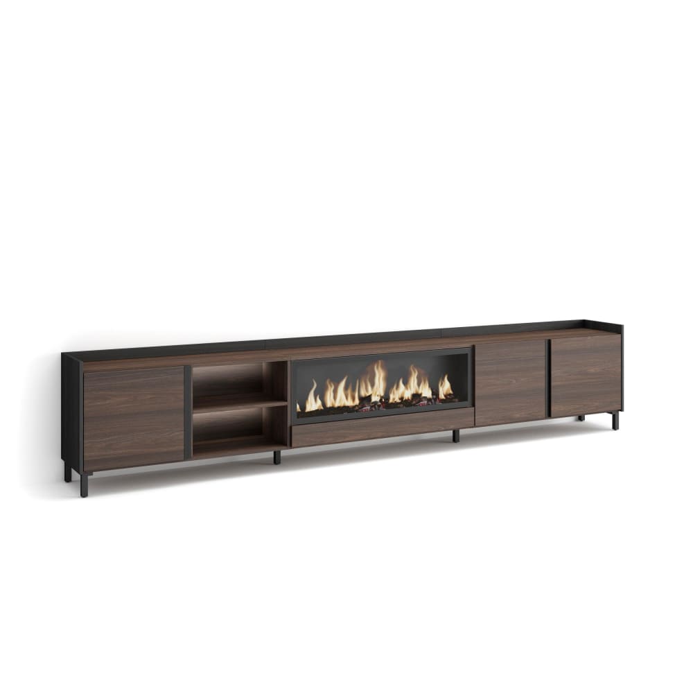wohnli-moebel-suche-M26043592 Wohnli Möbelsuche - TV-Möbel Holzeffekt eiche schwarz 315x35x61cm Kamin mit Feuereffekt