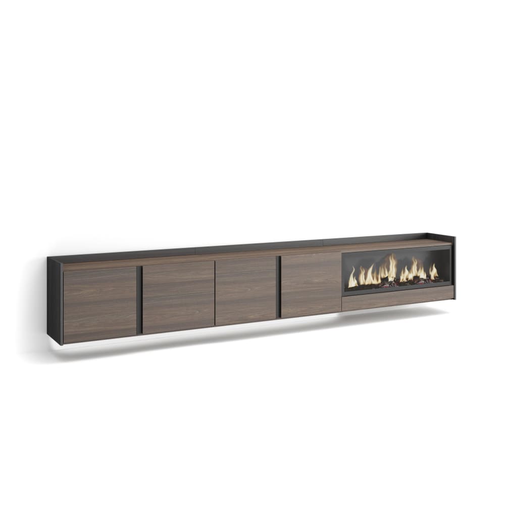 wohnli-moebel-suche-M26043593 Wohnli Möbelsuche - TV-Möbel Holzeffekt eiche schwarz 315x35x50cm Kamin mit Feuereffekt