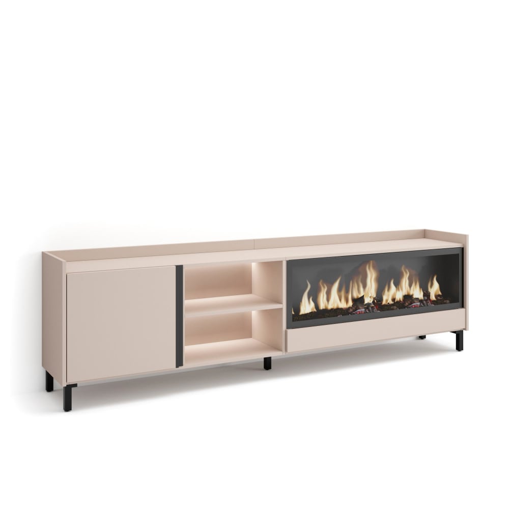 wohnli-moebel-suche-M26043595 Wohnli Möbelsuche - TV-Möbel Holzeffekt beige 212x35x61cm Kamin mit Feuereffekt XXL
