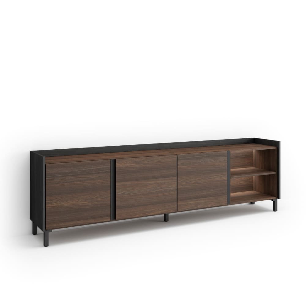 wohnli-moebel-suche-M26043598 Wohnli Möbelsuche - TV-Möbel Holzeffekt dunkler eiche und schwarz 207x35x61cm mit Beinen