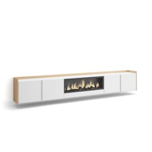 wohnli-moebel-suche-M26043599 Wohnli Möbelsuche - TV-Möbel Holzeffekt weiß und eiche 315x35x50cm Kamin mit Feuereffekt