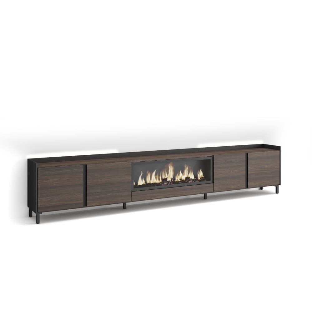 wohnli-moebel-suche-M26043604 Wohnli Möbelsuche - TV-Möbel Holzeffekt eiche schwarz 315x35x61cm Kamin mit Feuereffekt