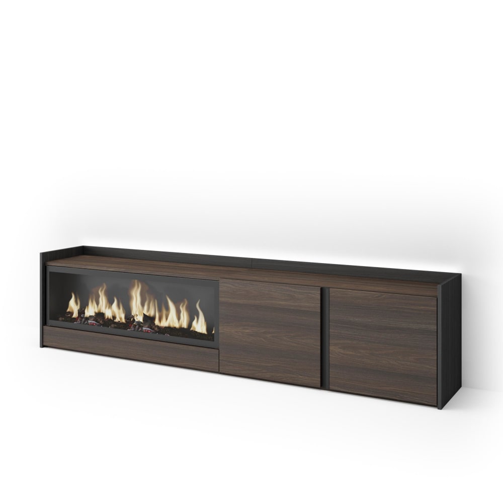 wohnli-moebel-suche-M26043605 Wohnli Möbelsuche - TV-Möbel Holzeffekt eiche schwarz 212x35x50cm Kamin mit Feuereffekt