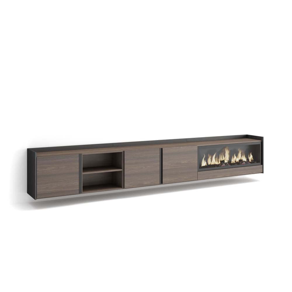 wohnli-moebel-suche-M26043606 Wohnli Möbelsuche - TV-Möbel Holzeffekt eiche schwarz 315x35x50cm Kamin mit Feuereffekt