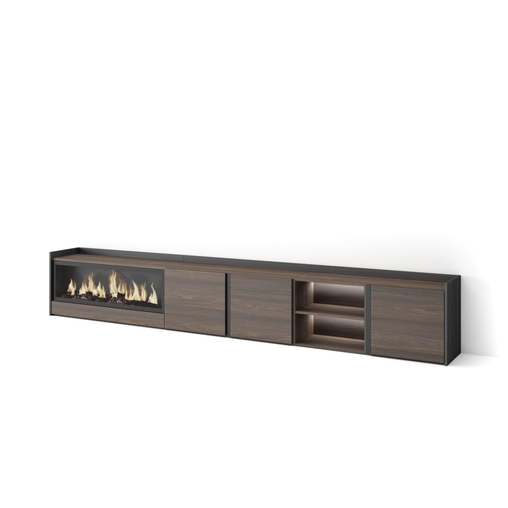 wohnli-moebel-suche-M26043608 Wohnli Möbelsuche - TV-Möbel Holzeffekt eiche schwarz 315x35x50cm Kamin mit Feuereffekt