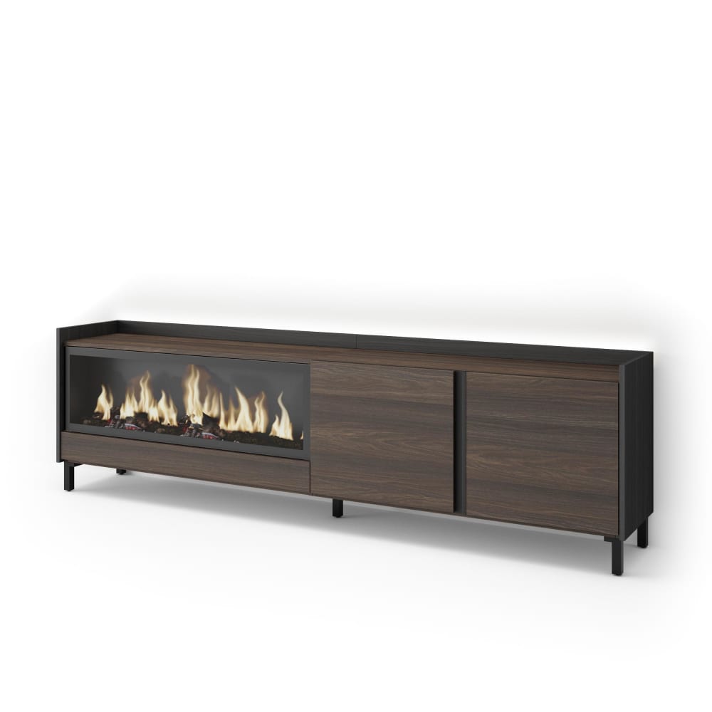 wohnli-moebel-suche-M26043609 Wohnli Möbelsuche - TV-Möbel Holzeffekt eiche schwarz 212x35x61cm Kamin mit Feuereffekt