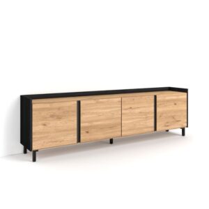 Wohnli Möbelsuche - TV-Möbel Holzeffekt eiche und schwarz 207x35x61cm mit Beinen