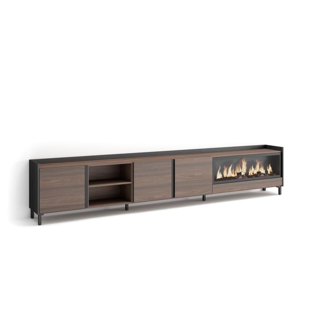 wohnli-moebel-suche-M26043613 Wohnli Möbelsuche - TV-Möbel Holzeffekt eiche schwarz 315x35x61cm Kamin mit Feuereffekt