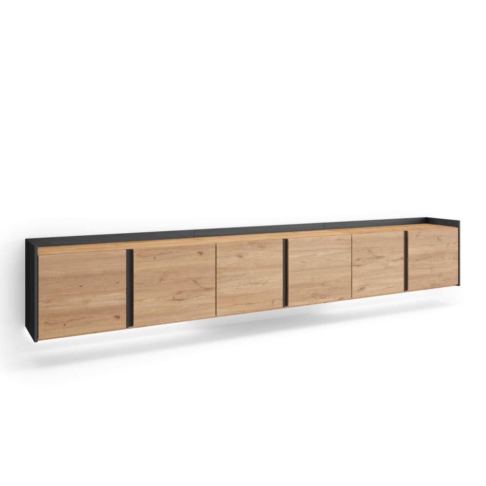 Wohnli Möbelsuche - TV-Möbel Holzeffekt eiche und schwarz 309x35x50cm Hängend