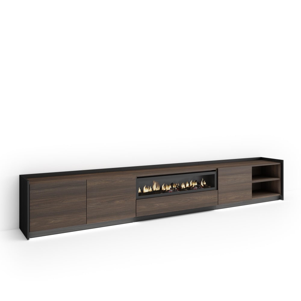 wohnli-moebel-suche-M26043616 Wohnli Möbelsuche - TV-Möbel Holzeffekt eiche schwarz 310x37x50cm Kamin mit Feuereffekt