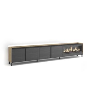 wohnli-moebel-suche-M26043620 Wohnli Möbelsuche - TV-Möbel Holzeffekt schwarz eiche 315x35x61cm Kamin mit Feuereffekt