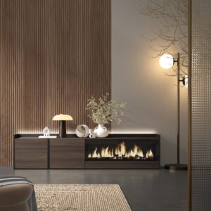 wohnli-moebel-suche-M26043626-1 TV-Möbel Holzeffekt eiche schwarz 212x35x50cm Kamin mit Feuereffekt 212x50x35cm Spanplatte Braun Skraut home Möbel Wohnzimmermöbel TV-Möbel