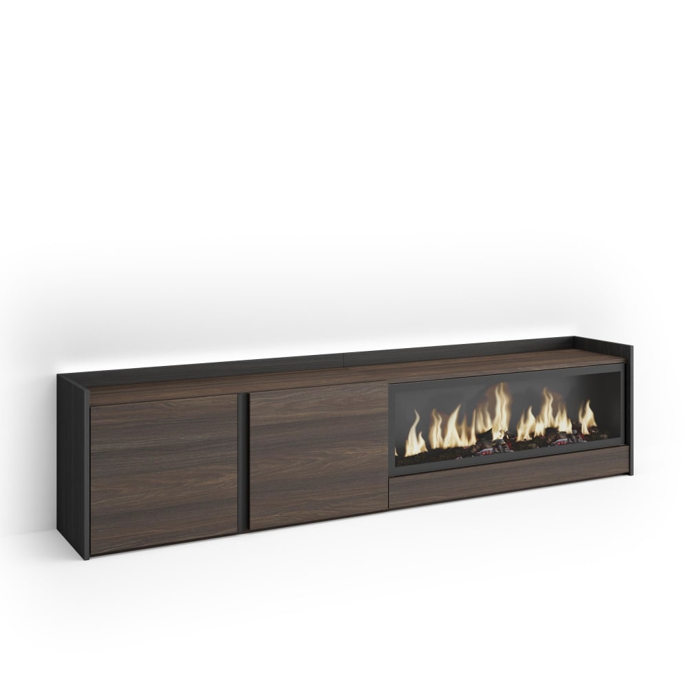 wohnli-moebel-suche-M26043626 Wohnli Möbelsuche - TV-Möbel Holzeffekt eiche schwarz 212x35x50cm Kamin mit Feuereffekt