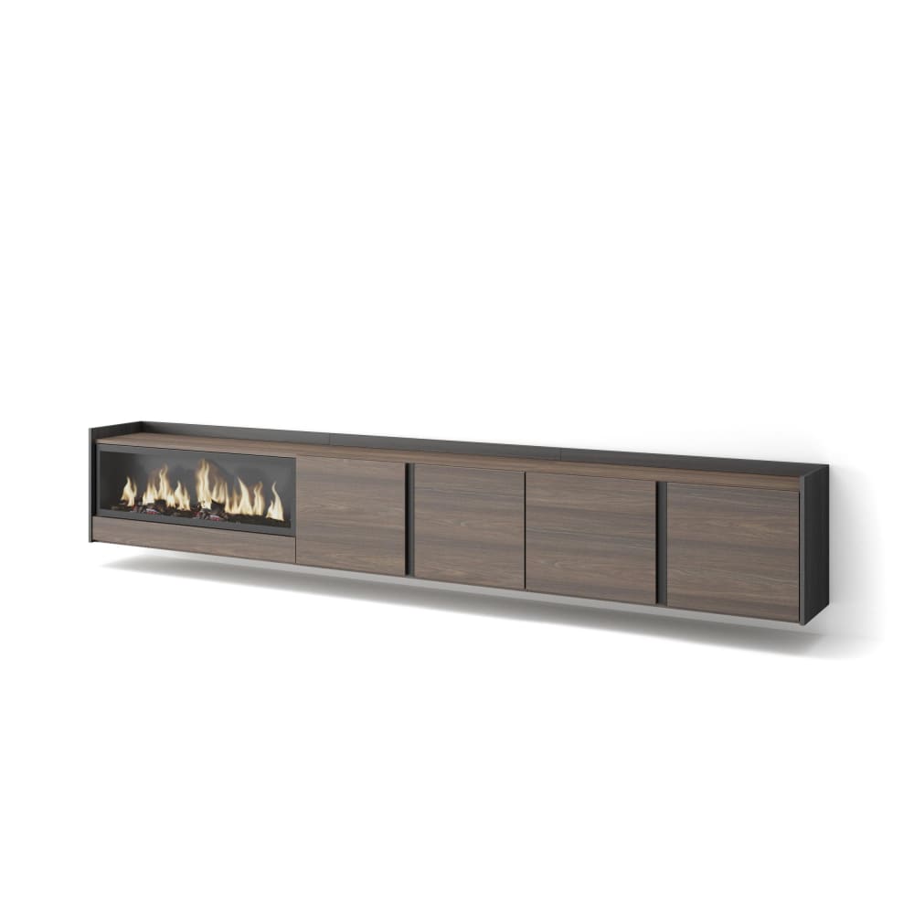 wohnli-moebel-suche-M26043638 Wohnli Möbelsuche - TV-Möbel Holzeffekt eiche schwarz 315x35x50cm Kamin mit Feuereffekt