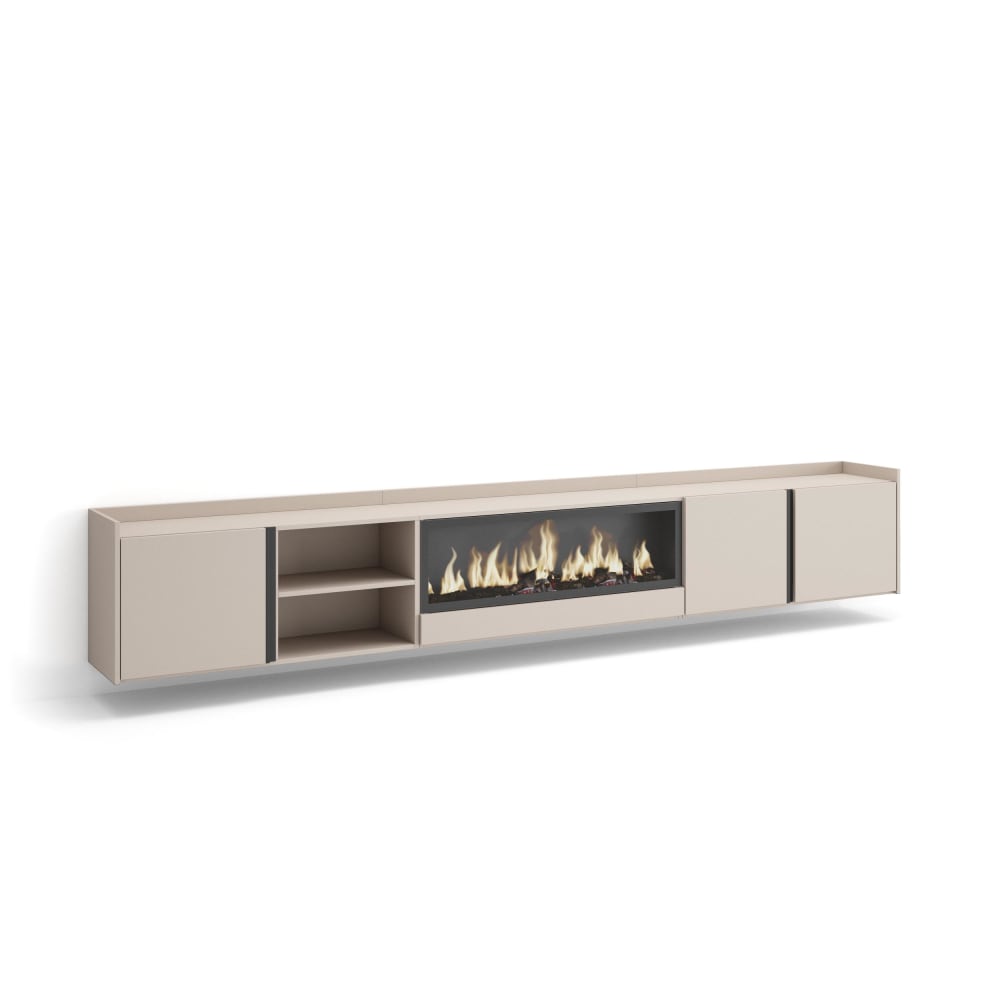 wohnli-moebel-suche-M26043645 Wohnli Möbelsuche - TV-Möbel Holzeffekt beige 315x35x50cm Kamin mit Feuereffekt XXL