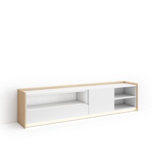 Wohnli Möbelsuche - TV-Möbel Holzeffekt weiß und eiche 207x37x50cm mit Led