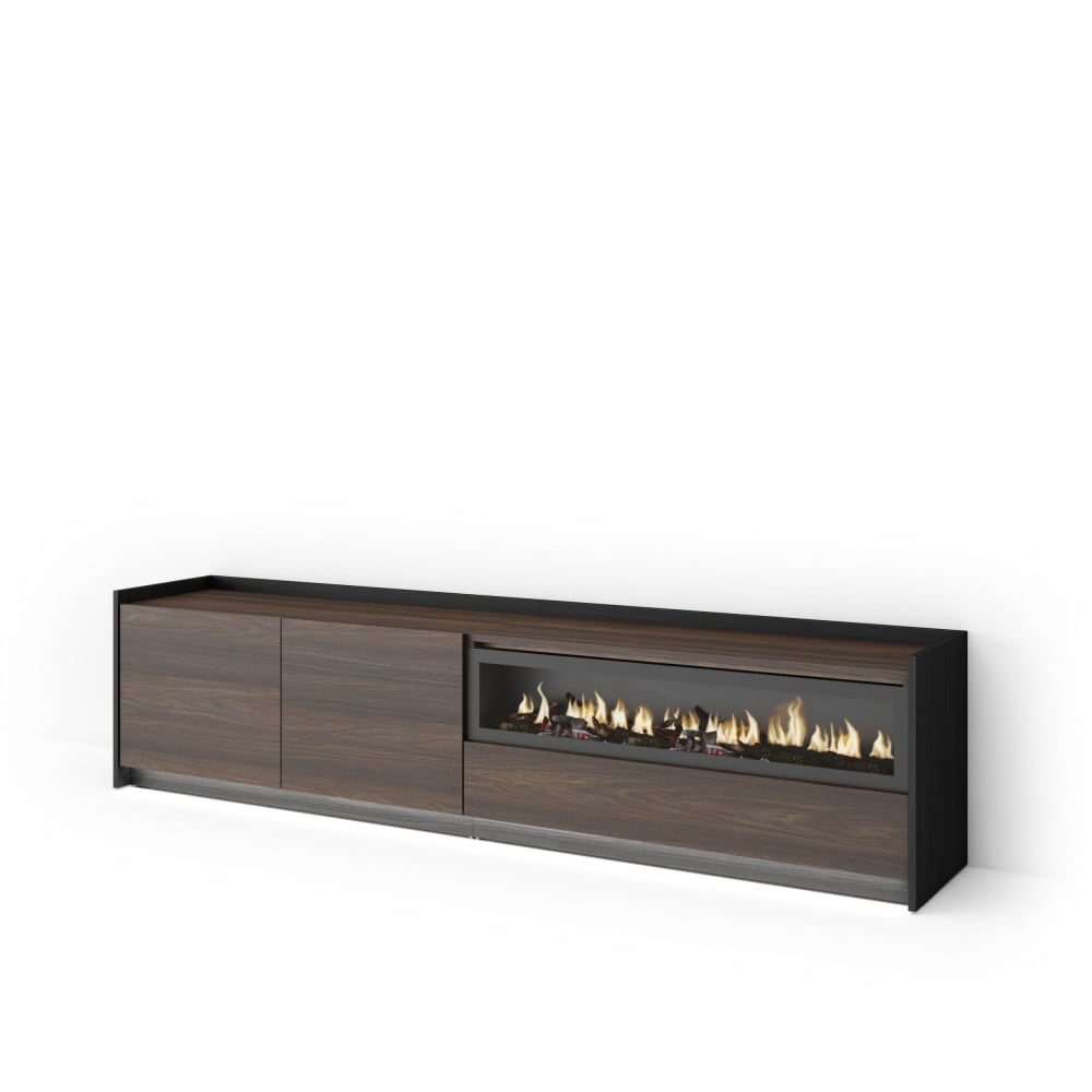 wohnli-moebel-suche-M26043648 Wohnli Möbelsuche - TV-Möbel Holzeffekt eiche schwarz 207x37x50cm Kamin mit Feuereffekt