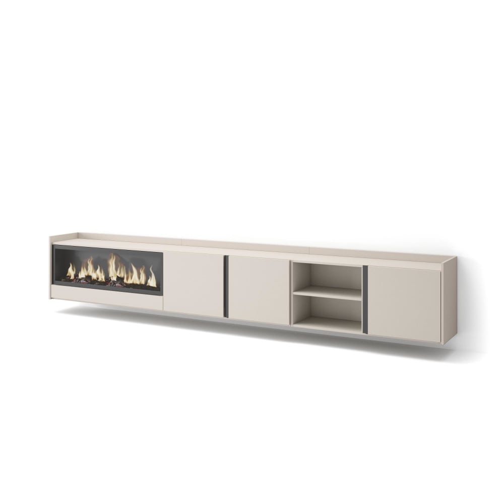 wohnli-moebel-suche-M26043649 Wohnli Möbelsuche - TV-Möbel Holzeffekt beige 315x35x50cm Kamin mit Feuereffekt XXL