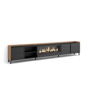 wohnli-moebel-suche-M26043654 Wohnli Möbelsuche - TV-Möbel Holzeffekt schwarz eiche 315x35x61cm Kamin mit Feuereffekt