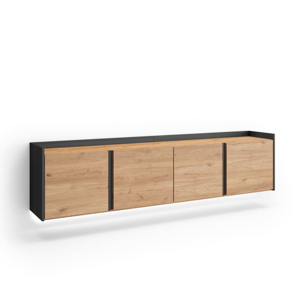 wohnli-moebel-suche-M26043658 Wohnli Möbelsuche - TV-Möbel Holzeffekt eiche und schwarz 207x35x50cm Hängend