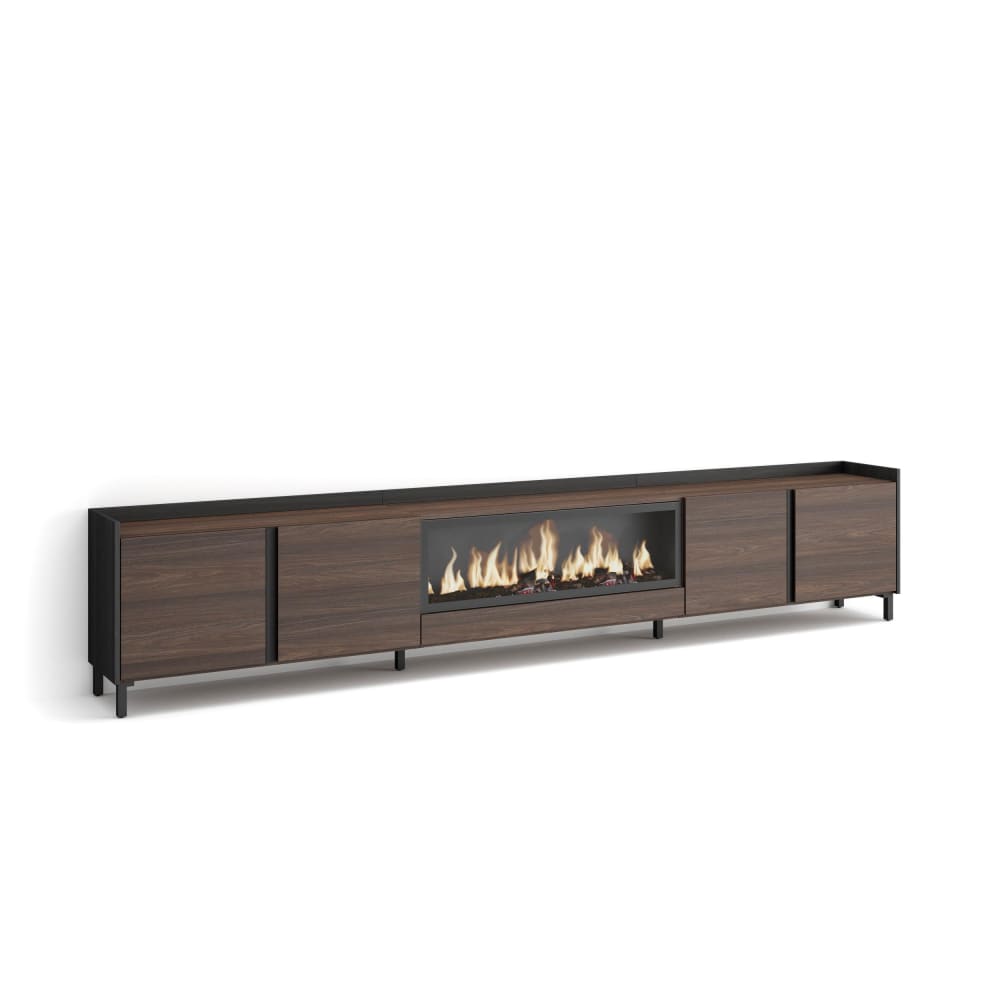 wohnli-moebel-suche-M26043662 Wohnli Möbelsuche - TV-Möbel Holzeffekt eiche schwarz 315x35x61cm Kamin mit Feuereffekt