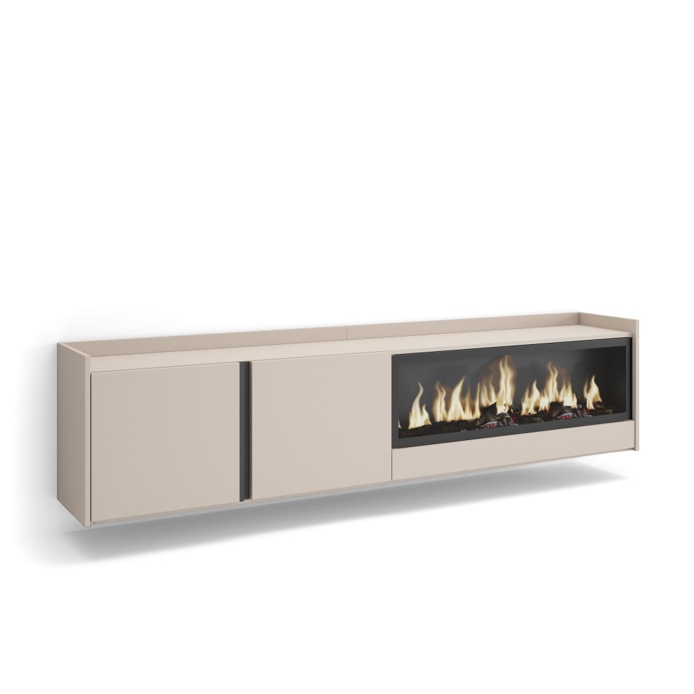 wohnli-moebel-suche-M26043664 Wohnli Möbelsuche - TV-Möbel Holzeffekt beige 212x35x50cm Kamin mit Feuereffekt XXL