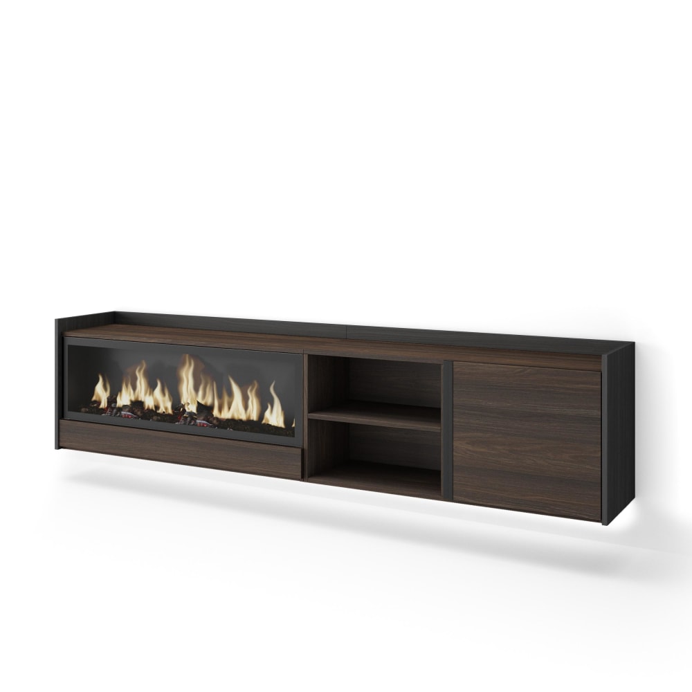 wohnli-moebel-suche-M26043666 Wohnli Möbelsuche - TV-Möbel Holzeffekt eiche schwarz 212x35x50cm Kamin mit Feuereffekt